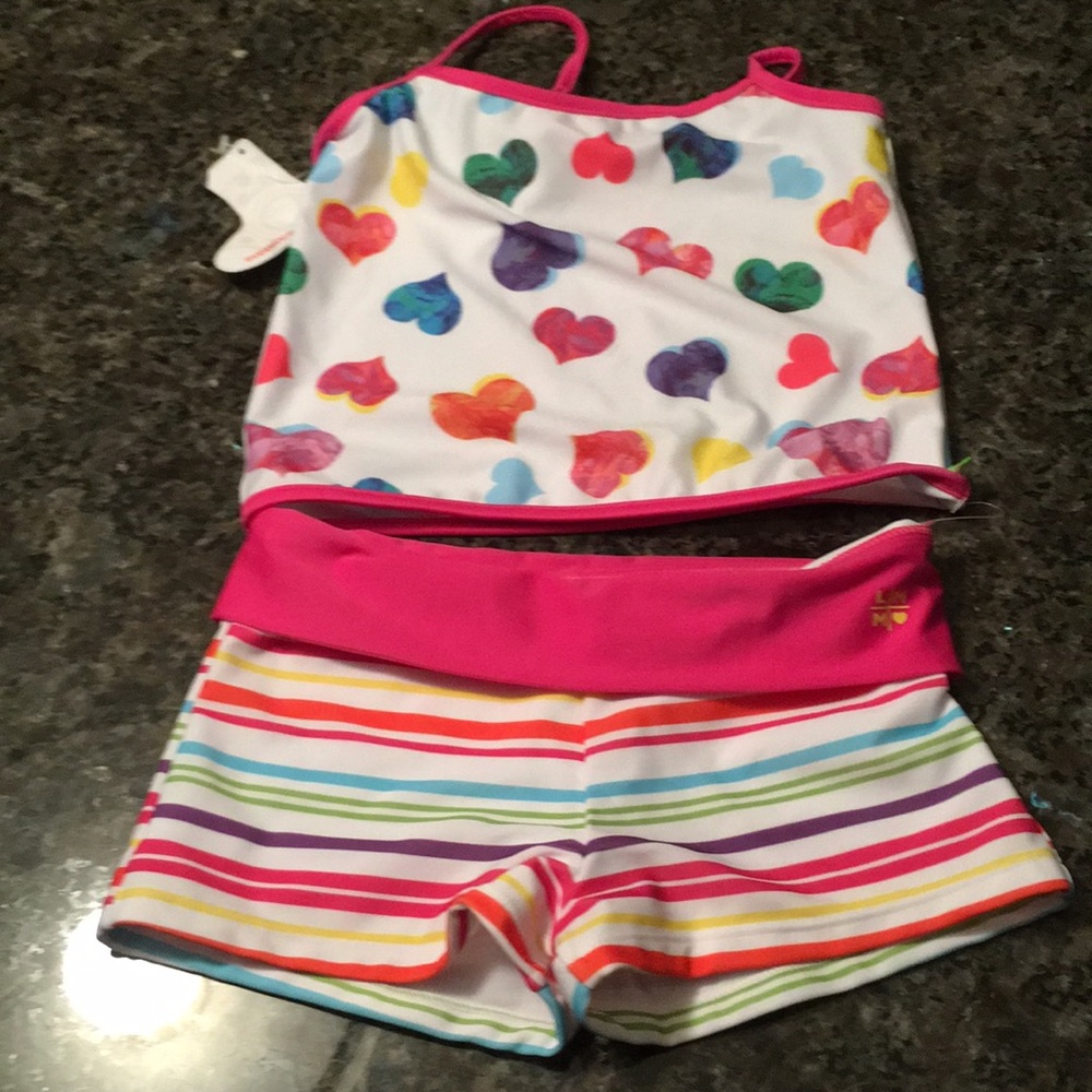 Little Miss Matched striped and hearts tankini!